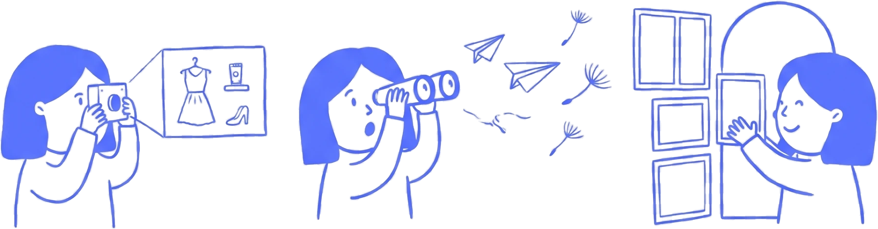 Hand-drawn illustration of creative direction, trend intelligence and digital design